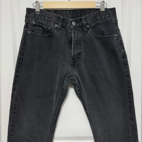 Levi’s 505 Straight Fit Five-pocket Black Denim Jeans size 32x30 - Picture 2 of 6